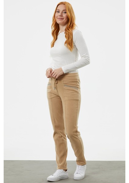 Cep Detaylı Polar Eşofman Altı - Kamel fiyatları