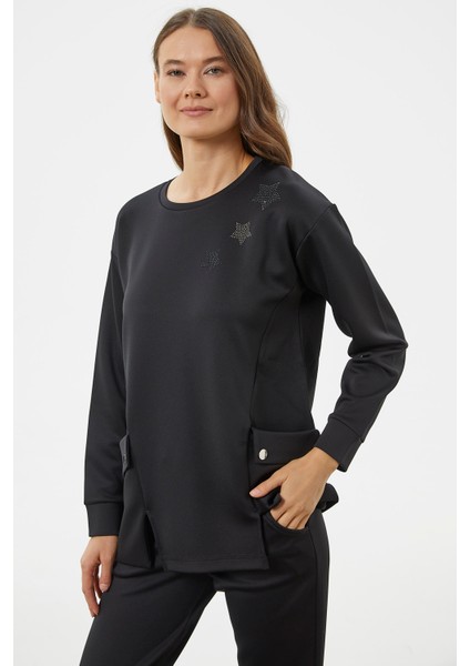 Torba Cep Detaylı Oversize Eşofman Takım - Siyah