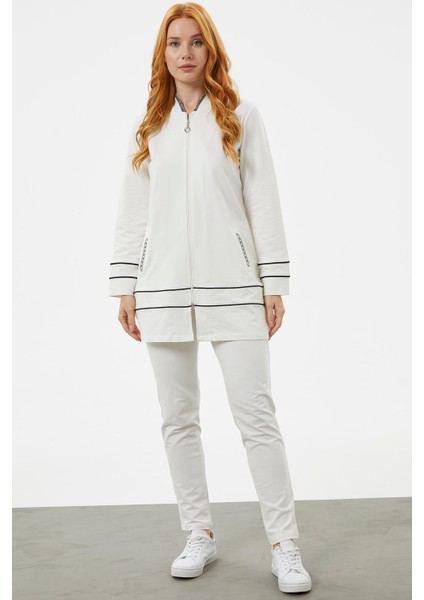 Büyük Beden Tunik Eşofman Takım - Ekru