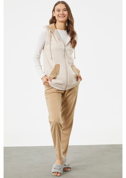 Yelekli Çift Renk Polar Eşofman Takım - Kamel fiyatları