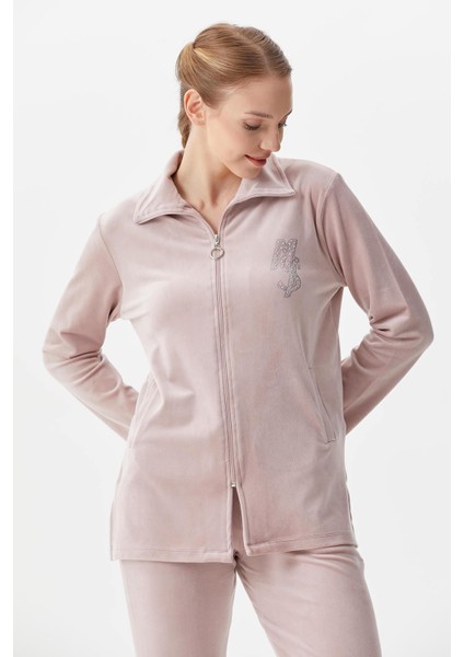 Geniş Kalıp Kadife Tunik Eşofman Takım - Pudra fırsatları