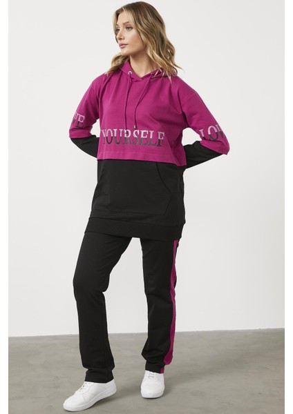 Geniş Kalıp Çift Renk Eşofman Takım - Fuşya modelleri