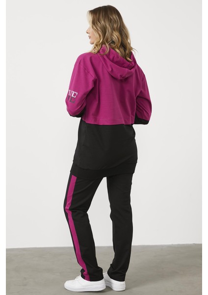 Geniş Kalıp Çift Renk Eşofman Takım - Fuşya indirimleri