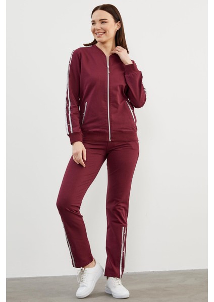 Sim Şerit Detaylı Eşofman Takım - Bordo fiyatları