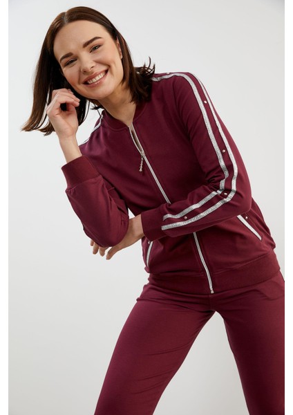 Sim Şerit Detaylı Eşofman Takım - Bordo fırsatları