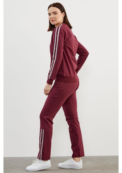 Sim Şerit Detaylı Eşofman Takım - Bordo indirimleri