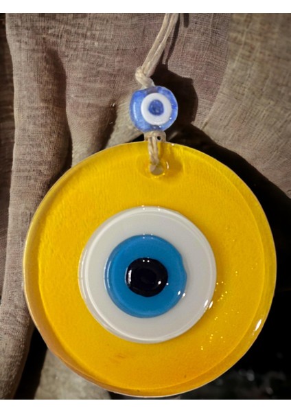 Şeffaf Sarı Nazar Boncuklu Duvar Süsü 10 cm Cam Duvar Dekoru fiyatları