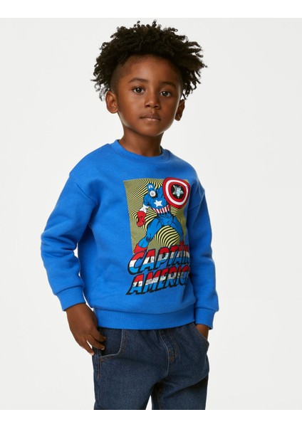 Marks & Spencer Captain America™ Yuvarlak Yaka Sweatshirt