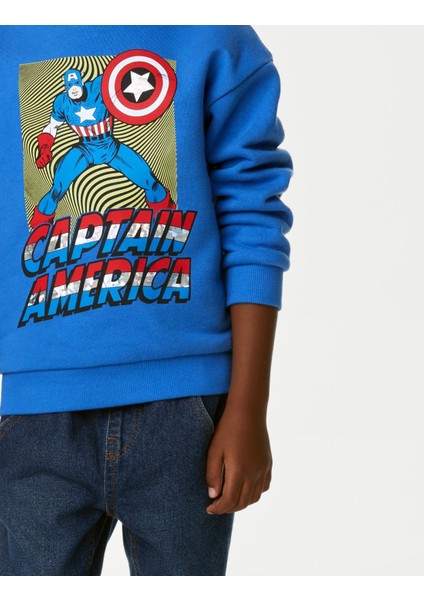 Marks & Spencer Captain America™ Yuvarlak Yaka Sweatshirt