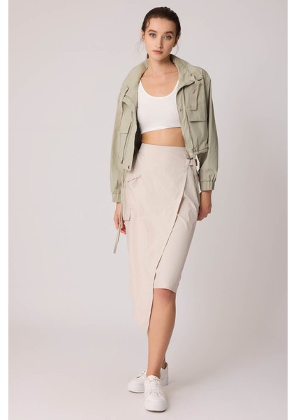 Kargo Cep Paraşüt Kumaş Beli Lastikli Etek modelleri