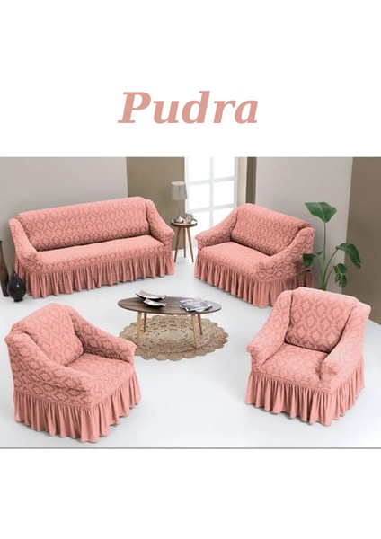 Jakarlı 3+2+1+1 Koltuk, Kanepe, Çekyat Örtüsü Yıkanabilir Likralı Esnekl Koltuk Örtüsü