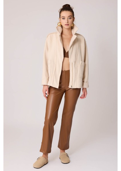 Çift Cep Fermuarlı Ters Dikiş Ceket fiyatları