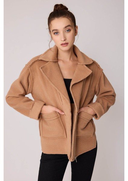 Çift Cep Fermuarlı Ters Dikiş Ceket modelleri