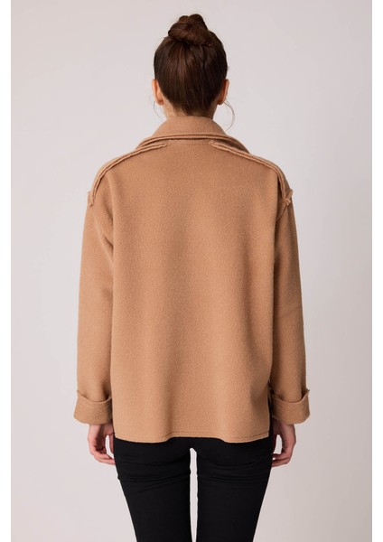 Çift Cep Fermuarlı Ters Dikiş Ceket indirimleri