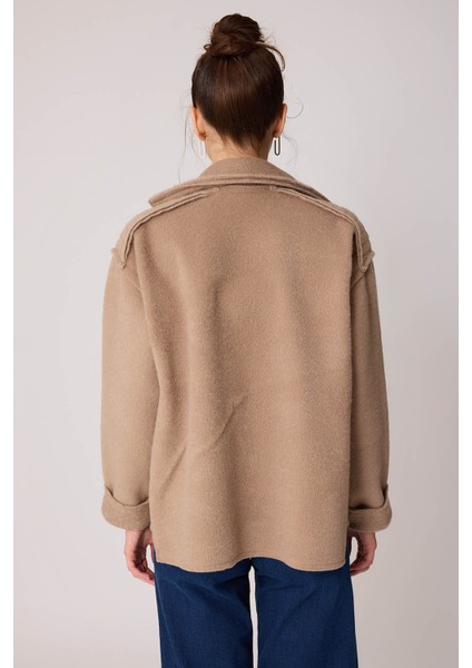 Çift Cep Fermuarlı Ters Dikiş Ceket indirimleri