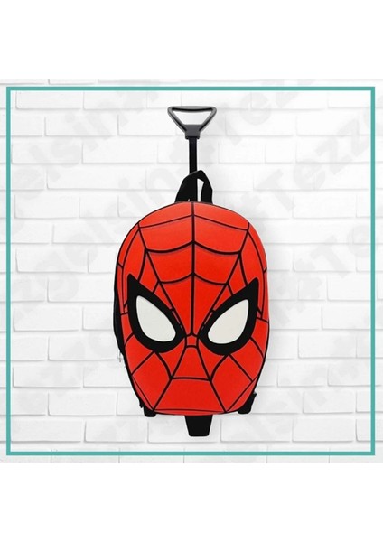 Çocuk Anaokulu Kreş Çekçekli Tekerli Örümcek Adam Baskılı Eva Kumaş Sırt Çantası Okul Çantası