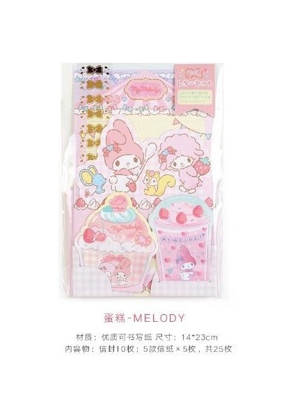 Kek Melodisi Sanrio Japon Tarzı Taze Karikatür Zarf Mektup Kağıdı Özel Şekilli Yapışkan Not Seti Öğrenci Ins Kırtasiye Yazma Mektup (Yurt Dışından)