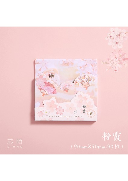 Açık Gri 90 Yaprak/set Kiraz Çiçekleri Notlar Kız Sevimli T Kolaj Not Mesaj Fatura Taze Kawaii Pratik Çıkartmalar Dip Planlayıcısı (Yurt Dışından)