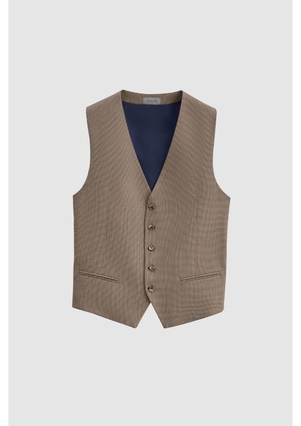 Slim Fit Lacivert Armürlü Takim Elbise Kombinli 0EFY5KMBN061M