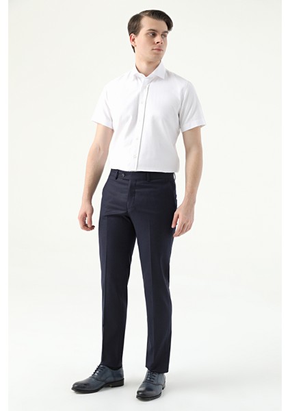 Slim Fit Lacivert Düz Kumaş Pantolon 1HE03ER01320M fiyatları