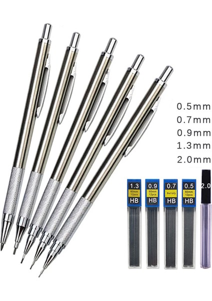 6 Adet 0.9mm Kurşun 0.5 0.7 0.9 1.3 2.0mm Metal Mekanik Kurşun Kalem Öğrencileri Sanat Çizim Tasarım Hb Siyah Kurşun Seti Bakır ve Paslanmaz Çelik Malzemeler (Yurt Dışından)