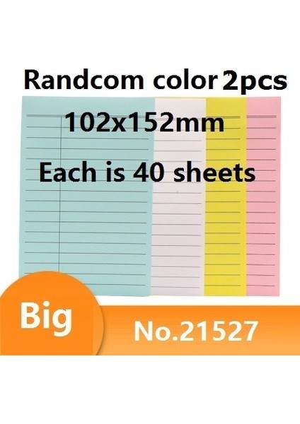 21527 Rastgele 2 Adet 2 Boyutlu Yapışkan Defter 76X76MM 102X152MM Siyah Çizgili Kağıt 40/100 Sayfa Toplantı Iş Okul Ödev Kayıt Notu Planları 21526 (Yurt Dışından)