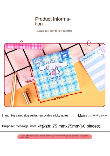 MXBQ08-CN-A Sanrio Cinnamoroll Kendinden Yapışkanlı Noteso Not Karikatür Not Kağıdı Sevimli Öğrenci Çıkarılabilir Not Defteri Yapışkan Notlar Not Yapıştırılabilir (Yurt Dışından)