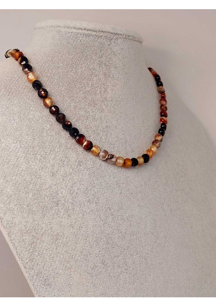 Akik Taşı Yassı Faset Kesim Kolye 6X4MM (Sabit Klipsli) (42810) fiyatları