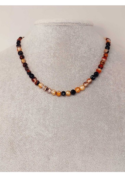 Akik Taşı Yassı Faset Kesim Kolye 6X4MM (Sabit Klipsli) (42810) modelleri