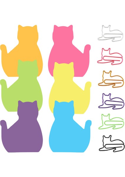 6 Paket (180 Yaprak) B-Shamo Kedi Şekli Yapışkan Notlar 180 Sayfa Kedi Severler Kızlar Kadınlar Için Komik Hediyeler Hayvan Bloknot Kendinden Yapışkanlı Dizin Sekmeleri Notlar (Yurt Dışından)
