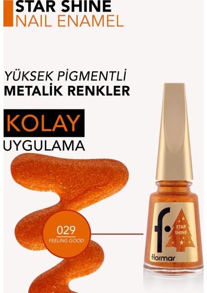 Star Shine Yüksek Pigmentli & Parlak Bitişli Metalik Oje