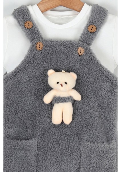 Unisex Bebek Ayıcıklı Peluş Salopet Pamuk Penye Mevsimlik 2'li Takım fiyatları