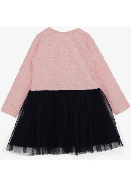Kız Çocuk Uzun Kollu Elbise Tüllü Yazı Baskılı 1.5-5 Yaş, Somon Melanj fiyatları