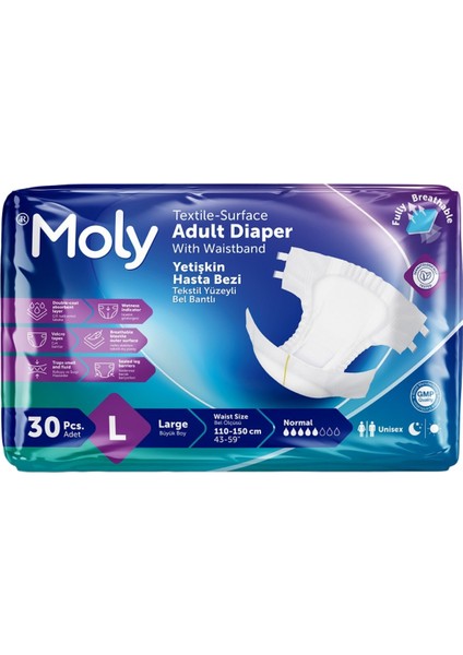Moly Hasta Bezi Belbantlı Large 30 Lu