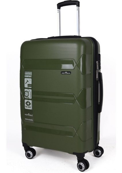 Gold Pp Valiz 8011 Haki Yeşil Tsa Kilitli Büyük Boy