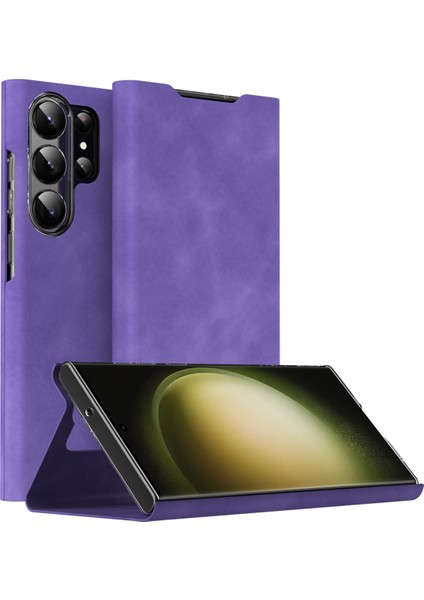 Samsung Galaxy S22 Ultra 5g Kart Tutucu Stand Nappa Doku Pu Deri + Pc Telefon Kapağı (Yurt Dışından)