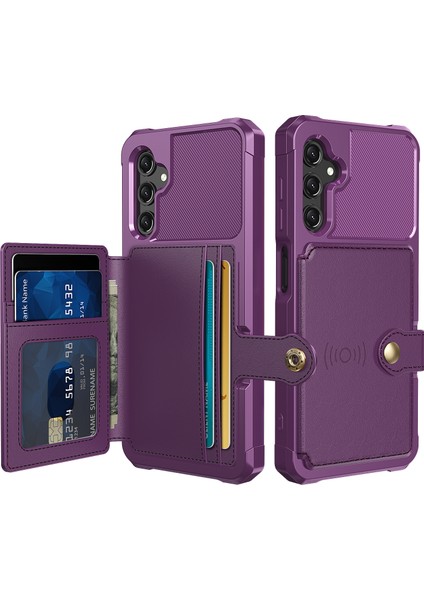 Samsung Galaxy A24 4g / A25 5g Pu Deri Kaplamalı Tpu Anti-Çizelge Kılıf Kartı Tutucu Kickstand Telefon Kapağı (Yurt Dışından)