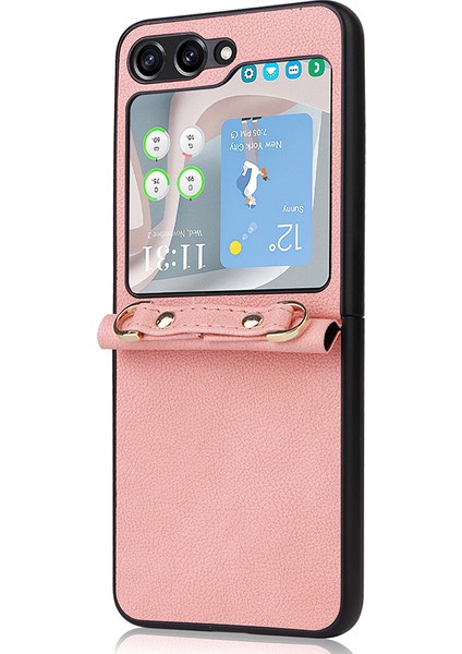 Samsung Galaxy Z Flip5 5g Pu + Pc Telefon Kılıfı Cep Telefonu Koruyucu Kapak Kayış (Yurt Dışından) fiyatları