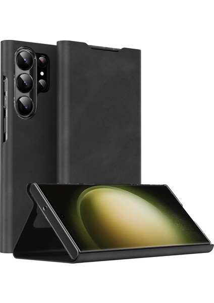 Samsung Galaxy S22 Ultra 5g Kart Tutucu Stand Nappa Doku Pu Deri + Pc Telefon Kapağı (Yurt Dışından)