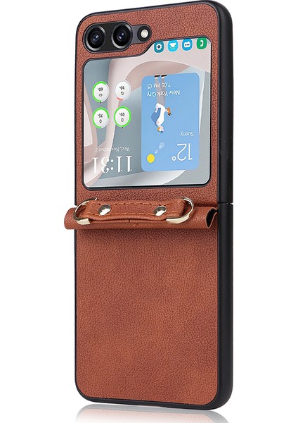 Samsung Galaxy Z Flip5 5g Pu + Pc Telefon Kılıfı Cep Telefonu Koruyucu Kapak Kayış (Yurt Dışından) fiyatları