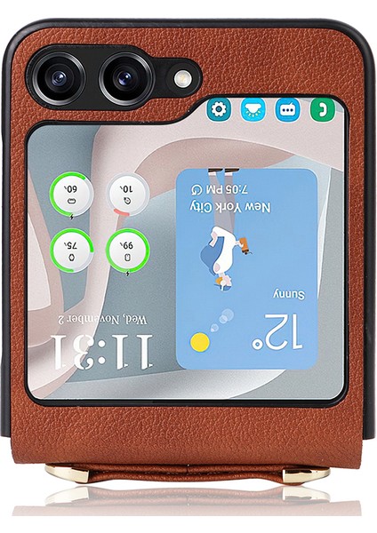 Samsung Galaxy Z Flip5 5g Pu + Pc Telefon Kılıfı Cep Telefonu Koruyucu Kapak Kayış (Yurt Dışından) modelleri