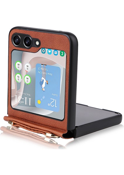 Samsung Galaxy Z Flip5 5g Pu + Pc Telefon Kılıfı Cep Telefonu Koruyucu Kapak Kayış (Yurt Dışından) fırsatları