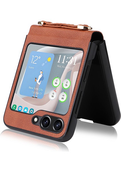 Samsung Galaxy Z Flip5 5g Pu + Pc Telefon Kılıfı Cep Telefonu Koruyucu Kapak Kayış (Yurt Dışından) indirimleri