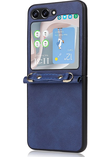 Samsung Galaxy Z Flip5 5g Pu + Pc Telefon Kılıfı Cep Telefonu Koruyucu Kapak Kayış (Yurt Dışından) fiyatları