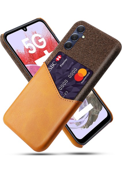 Kart Tutucu Telefon Kılıfı Samsung Galaxy M34 5g / F34 5g Koruyucu Kapak Kumaş Doku Pu + Pc Telefon Kabuğu (Yurt Dışından)