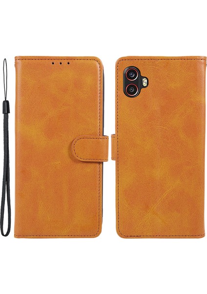 Samsung Galaxy Xcover6 Pro 5g Deri Telefon Kılıfı Manyetik Tokal Buzağı Doku Cüzdan Stand Kapağı (Yurt Dışından)