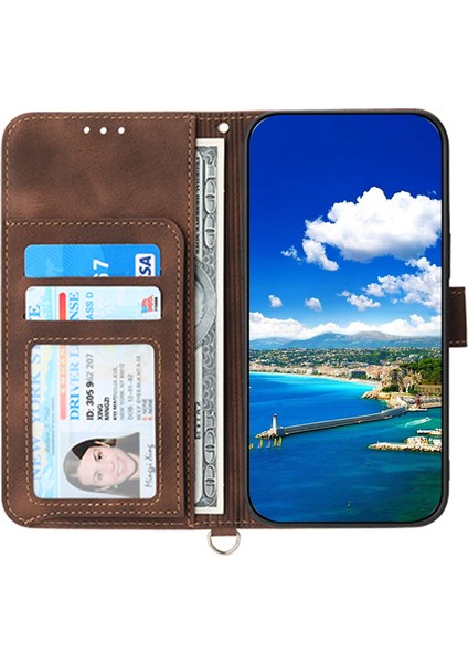 Samsung Galaxy A05 4g Pu Pu Deri Çiçek Baskılı Telefon Kapağı 2 Kayış (Yurt Dışından)
