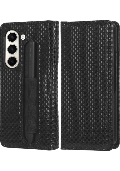 Samsung Galaxy Z Fold5 5g Pu Deri Stand Kılıfı Pen Tutucu ile Basılı Cüzdan Telefon Kılıfı (Yurt Dışından)