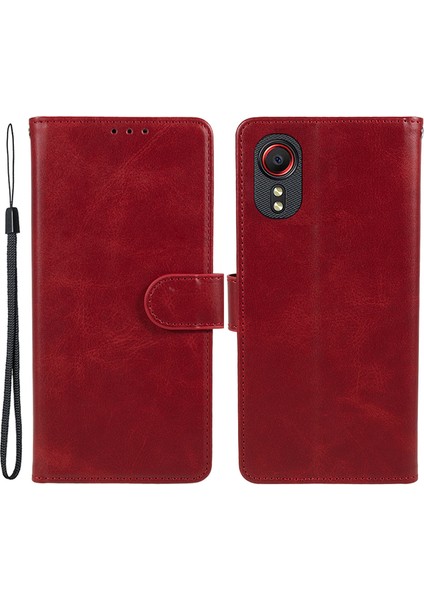 Samsung Galaxy Xcover 5 Manyetik Toka Deri Kapak Buzağı Doku Cüzdan Stand Telefon Kılıfı (Yurt Dışından)