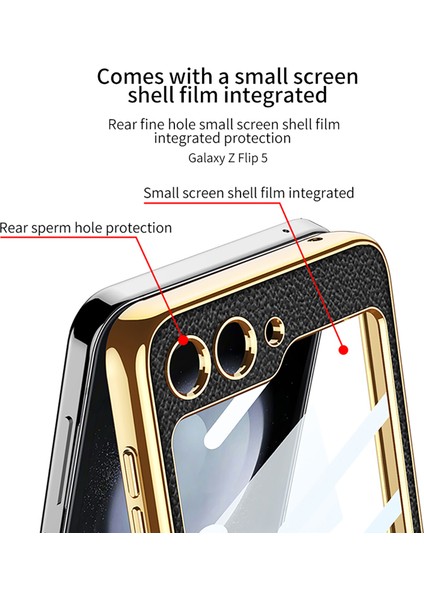 Samsung Galaxy Z Flip5 5g Pu Deri + Pc Telefon Kılıf Yüzüğü Kickstand Elektraptavat Kapağı ve Kayış (Yurt Dışından)